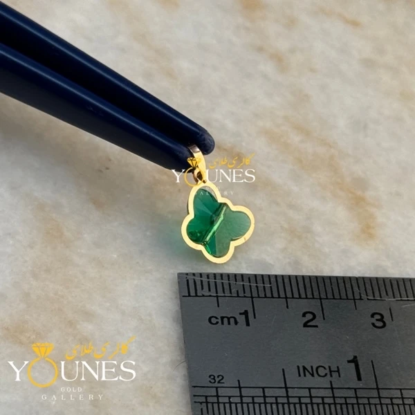 آویز طلا سواروسکی پروانه ای سبز زمردی